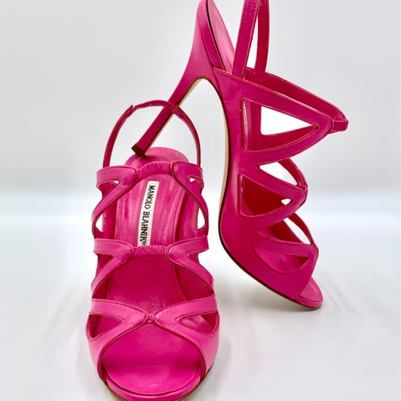 MANOLO BLAHNIK Mochusky Kid Fuschia heels SZ 38 - Picture 13 of 13